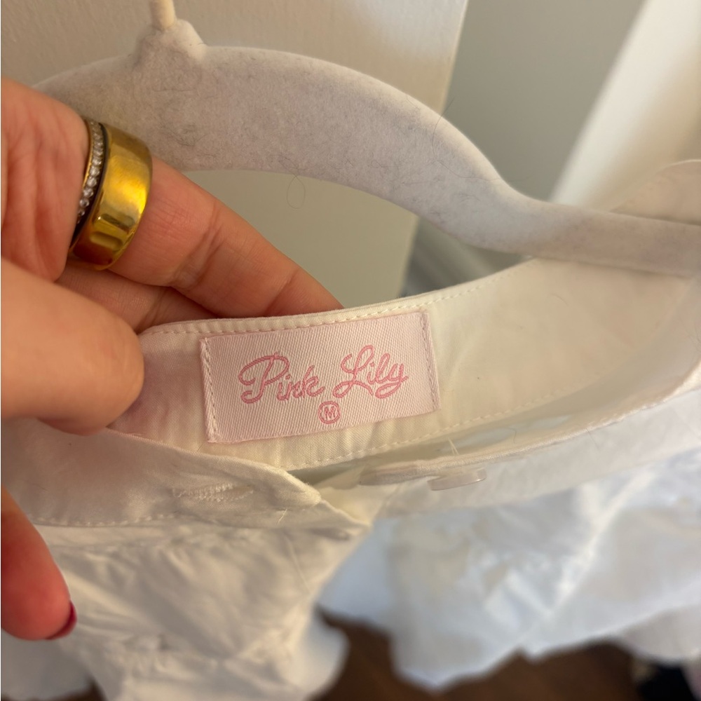 Pink Lily White Embroidered Yoke Peasant Blouse - Picture 3 of 3